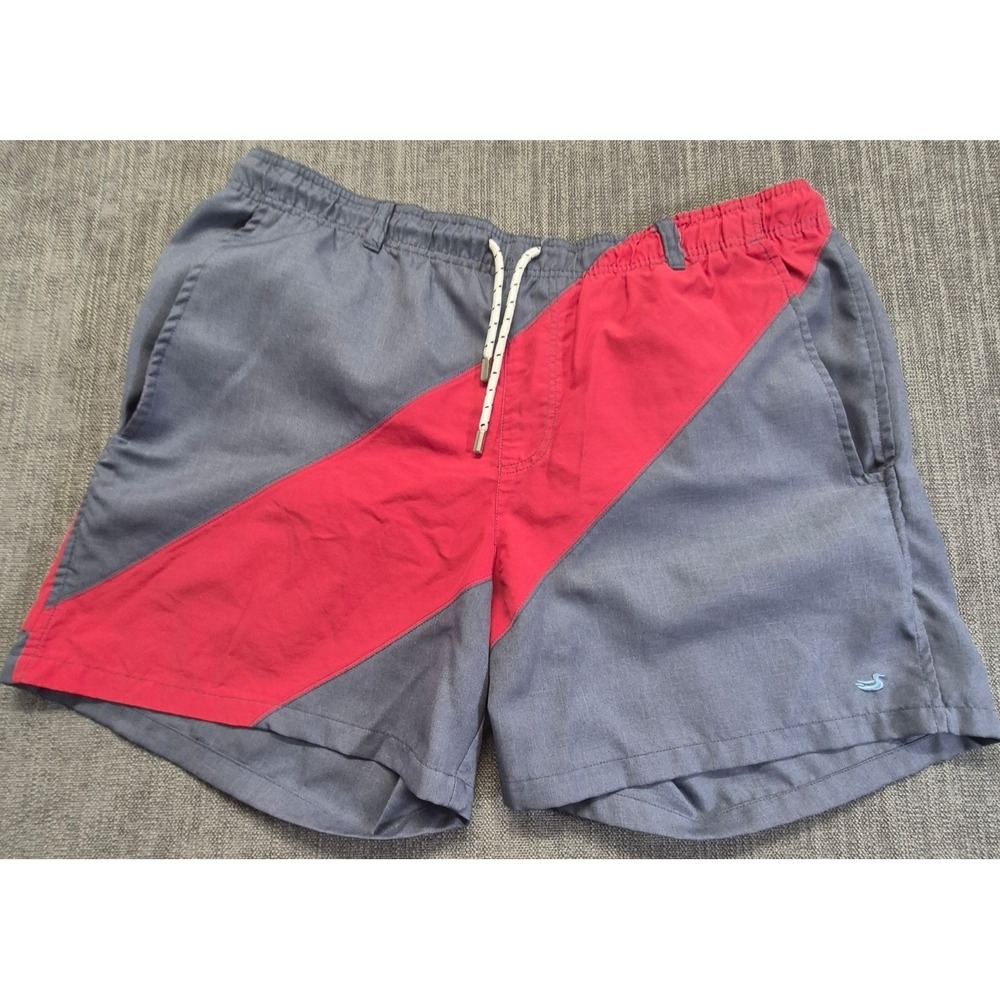 Southern Marsh Swim Trunks Men's LG blue red colorblock mesh lined zip pockets